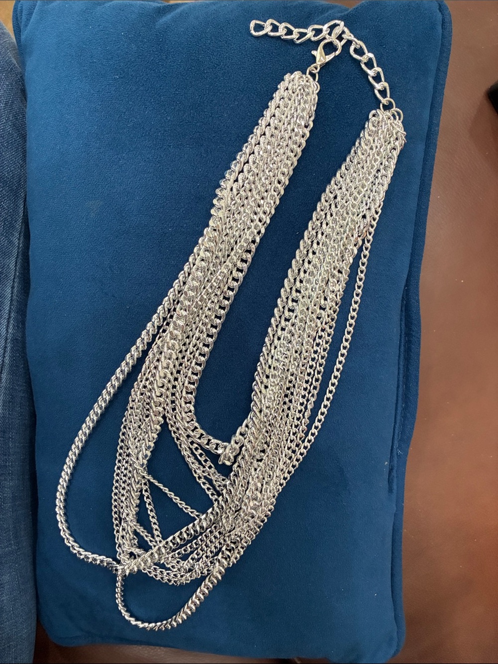 Multi-Strand Silver Chain Statement Necklace